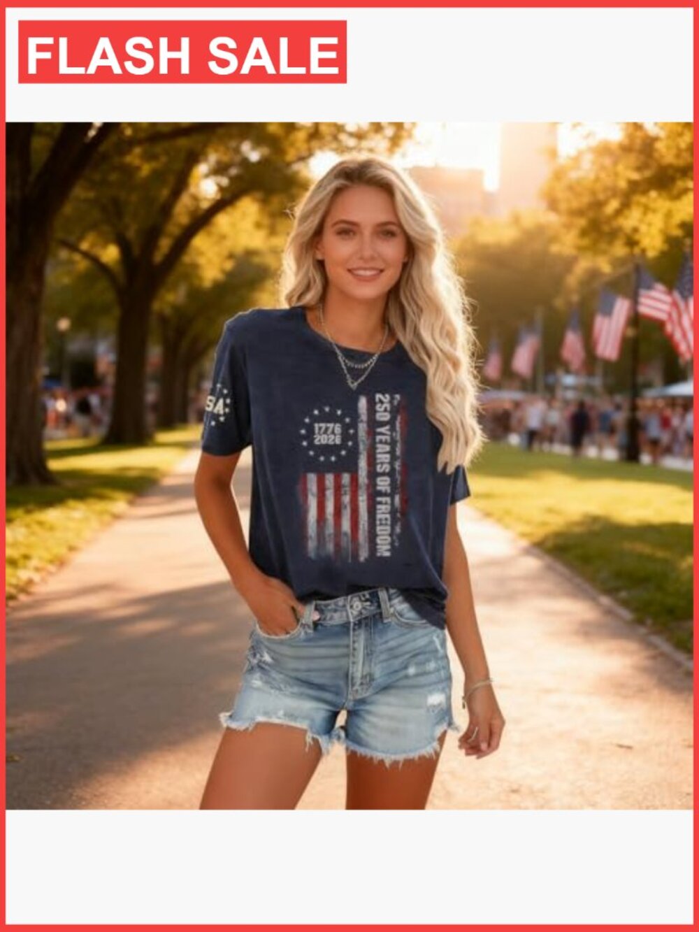 USA Flag Patriotic Graphic Tee Short Sleeve T-shirt - Picture 3 of 3